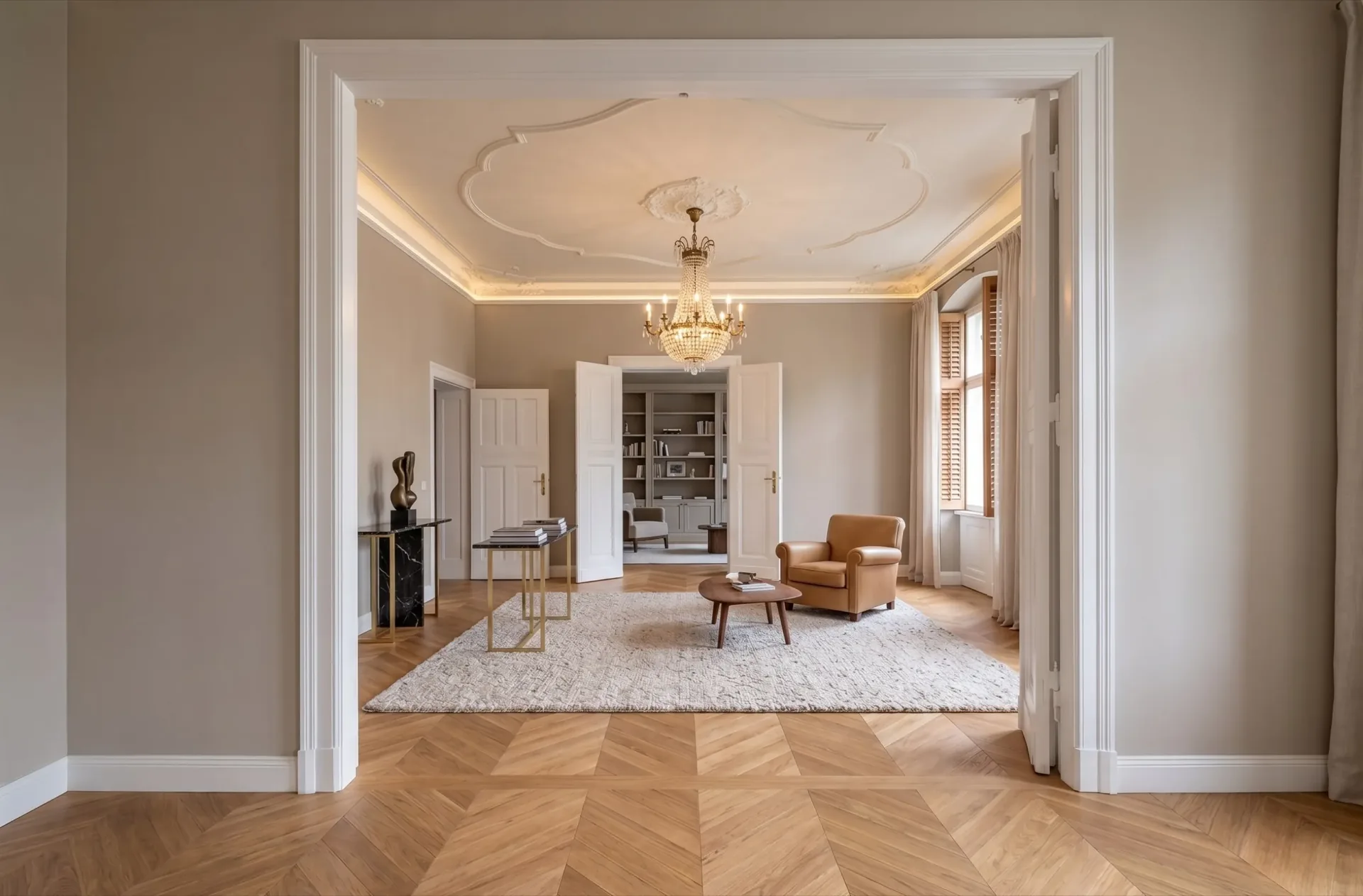 Projection de rénovation d'un salon haussmannien à Paris 6